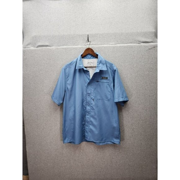 Eddie Bauer Mens Short Sleeve Performance Shirt Size L Light Blue 100% Polyester - Picture 1 of 5